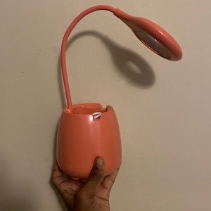 Peach Colored Desk Light With Pencil Holder